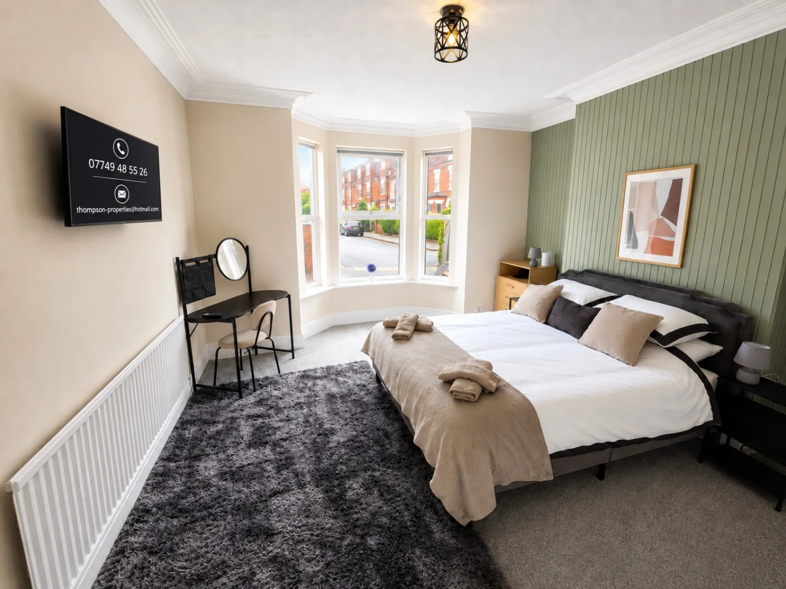 Bright main bedroom at Medlock House